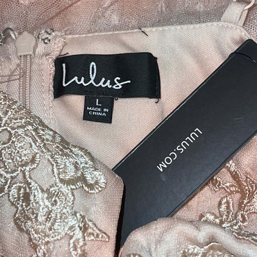 NWT Lulu*s Romantic Musings Blush Pink
Embroidered Lace Tiered Maxi Dress Large - Picture 13 of 14
